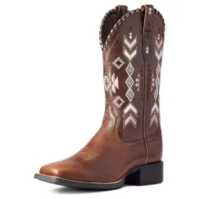 10038327 Ariat Women's Round Up Skyler Western Boot- Canyon Tan
