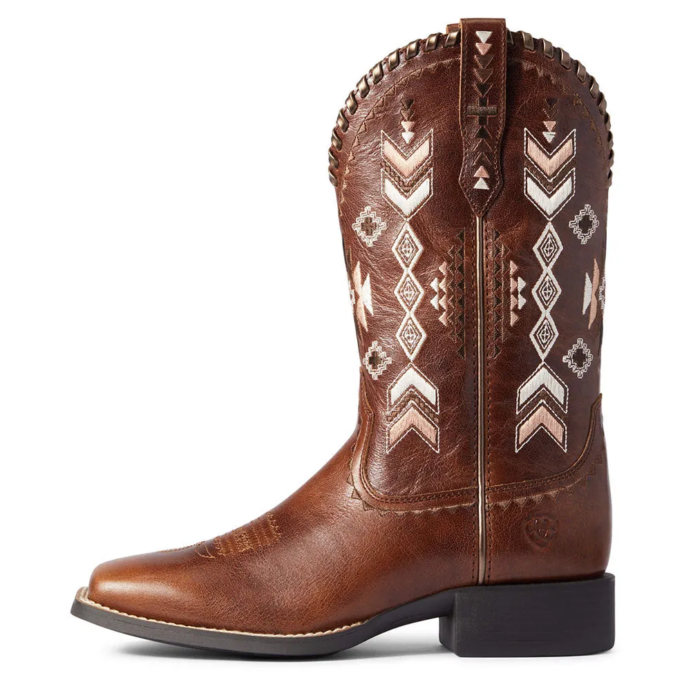 10038327 Ariat Women's Round Up Skyler Western Boot- Canyon Tan