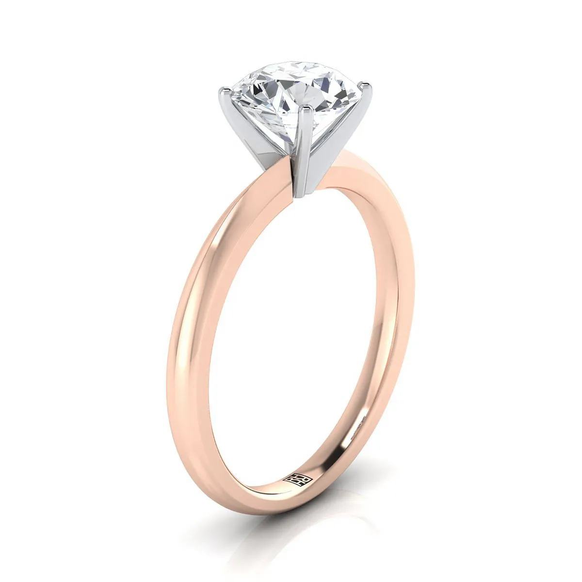 14K Rose Gold Round Brilliant  Petite Knife Edge Solitaire Engagement Ring