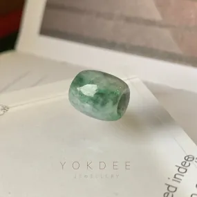 A-Grade Natural Floral Imperial Green Jadeite Barrel Pendant No.220649