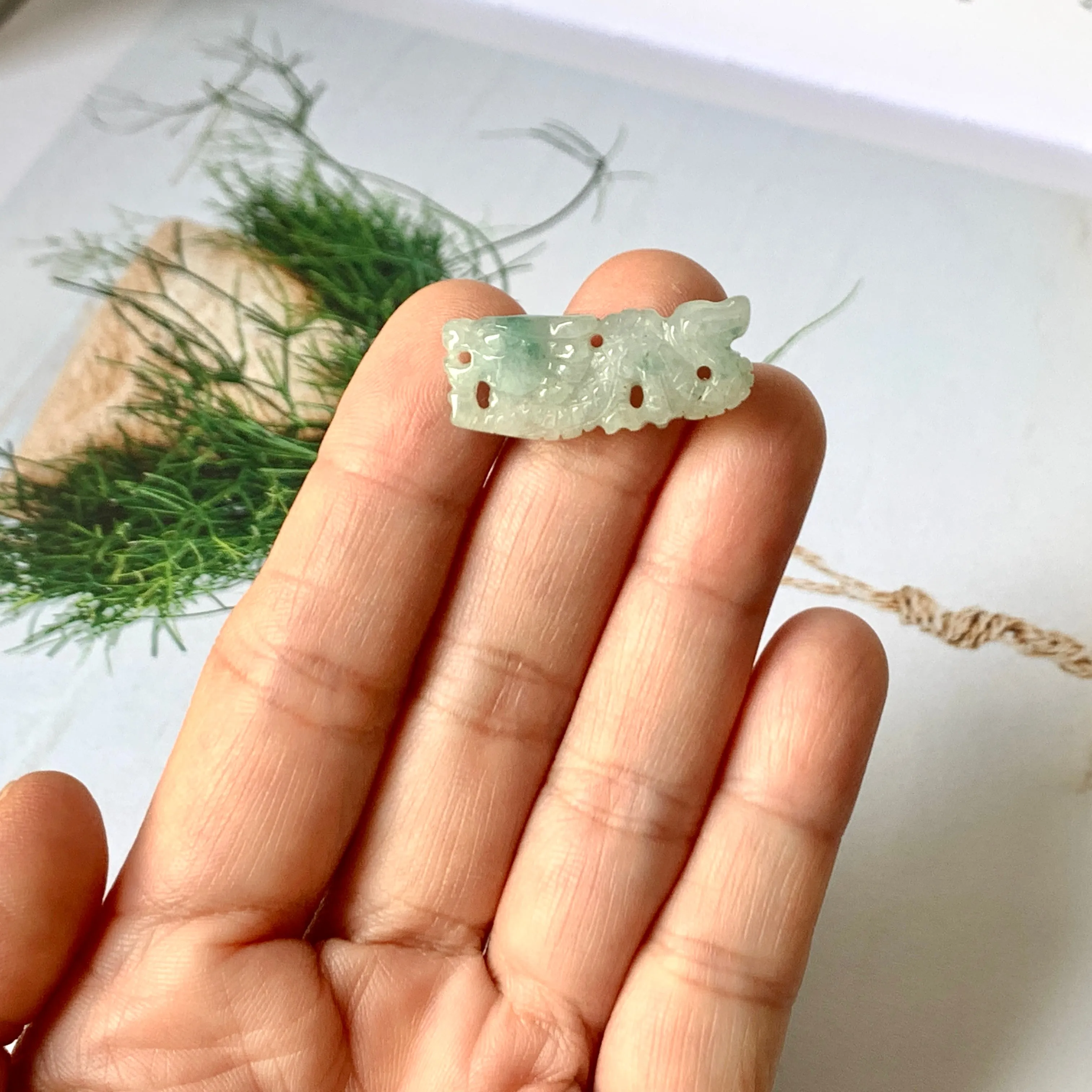 A-Grade Natural Floral Jadeite Dragon Pendant No.170977