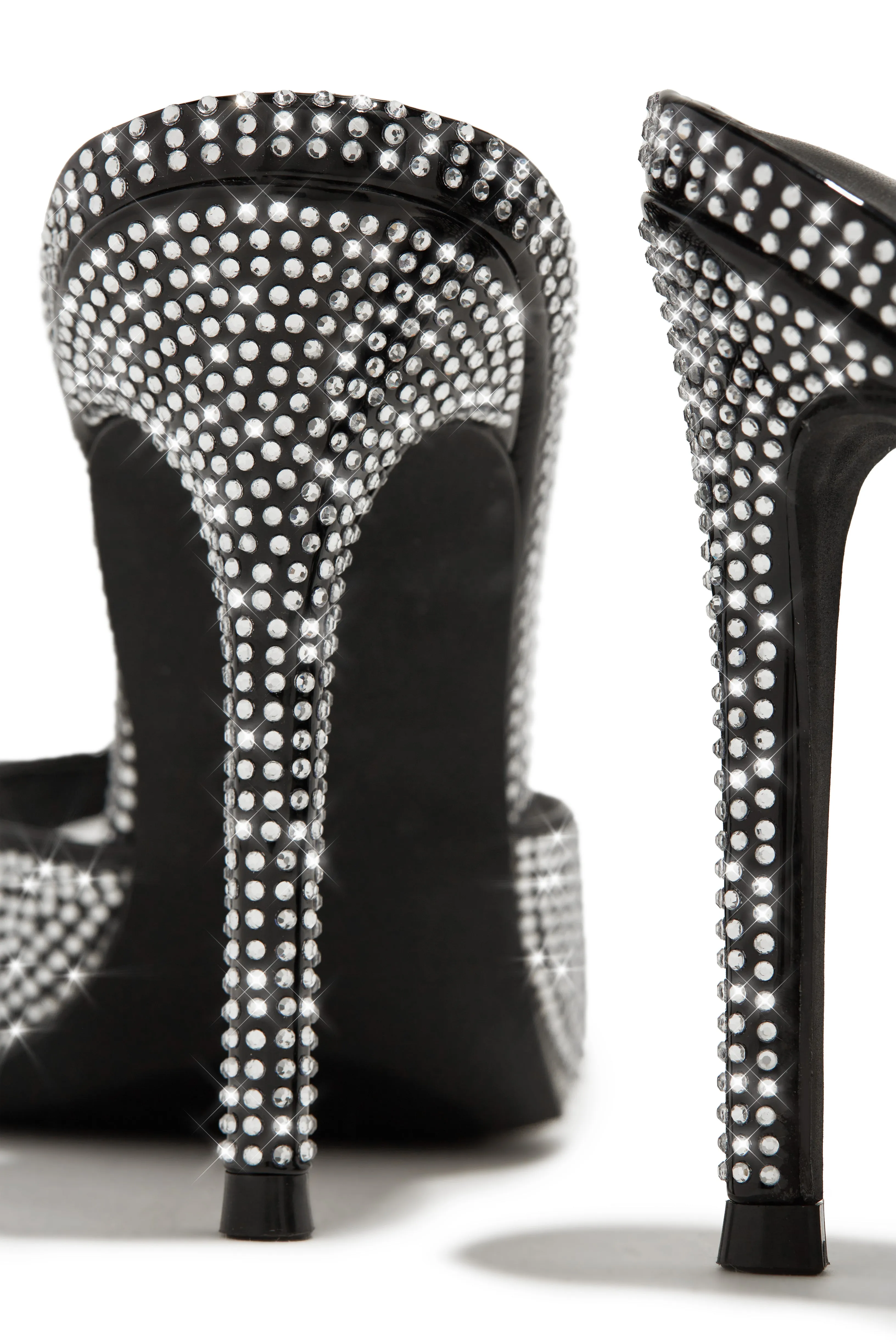 Amiah Embellished High Heel Mules - Black