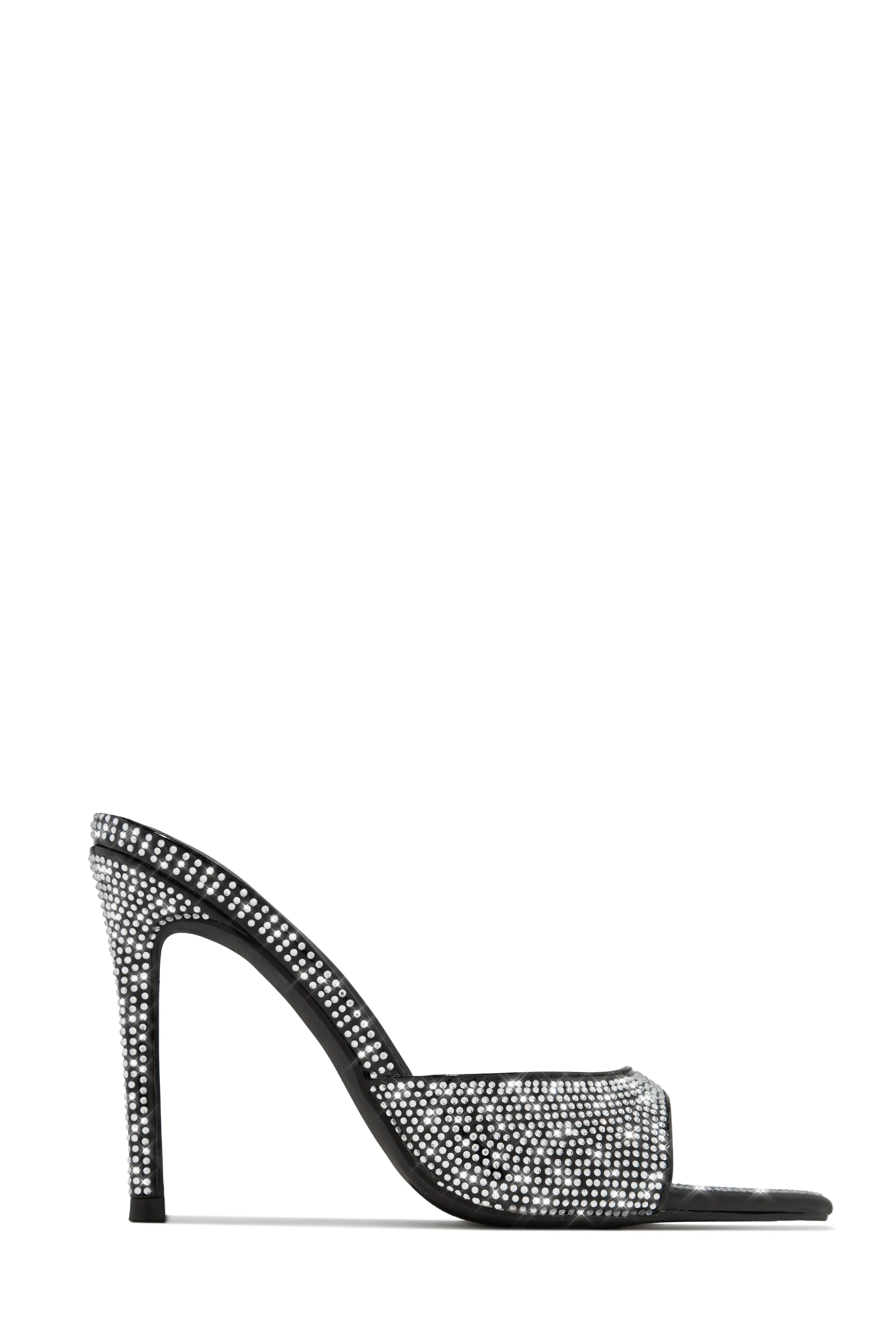 Amiah Embellished High Heel Mules - Black