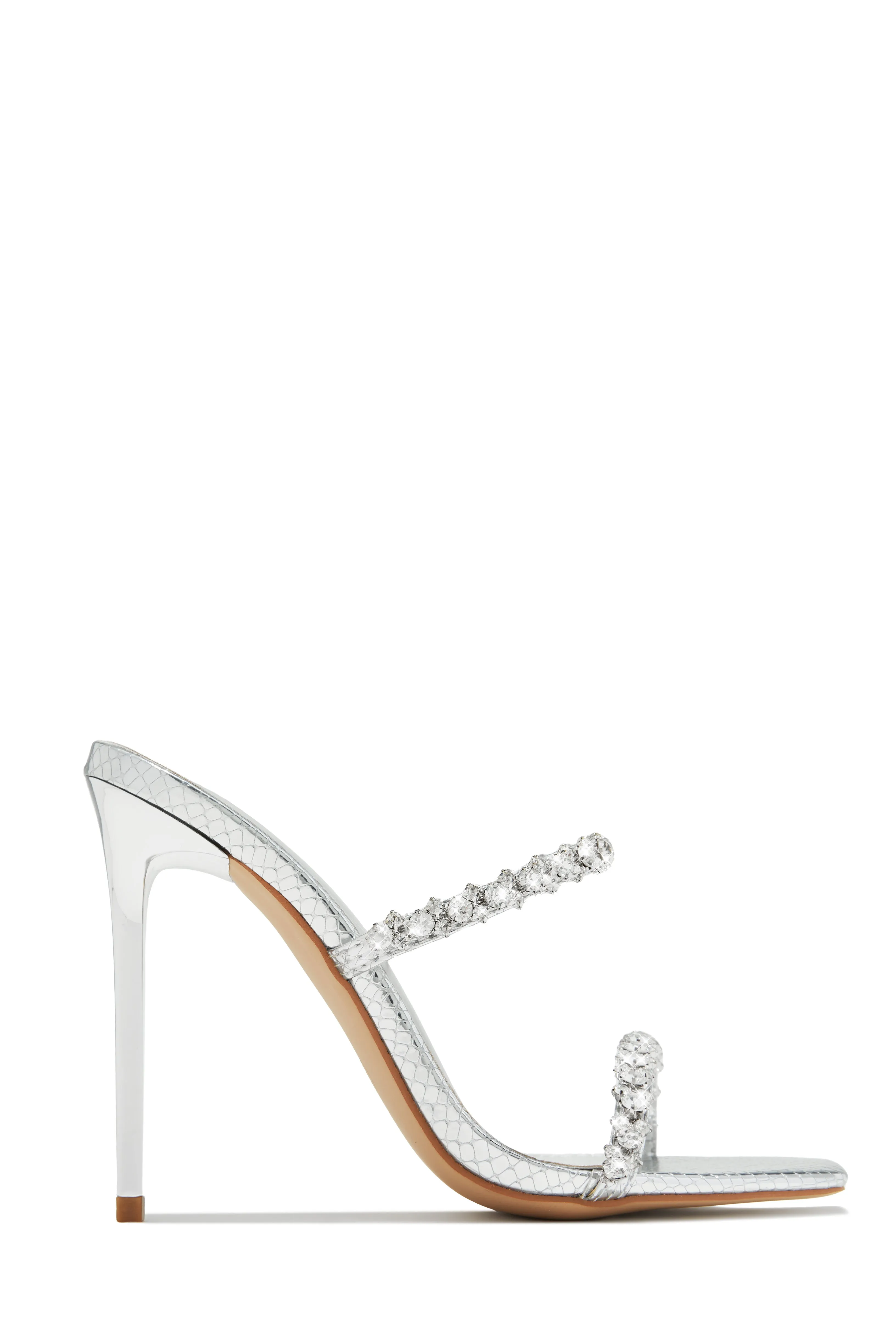 Amyna Embellished High Heel Mules - Black
