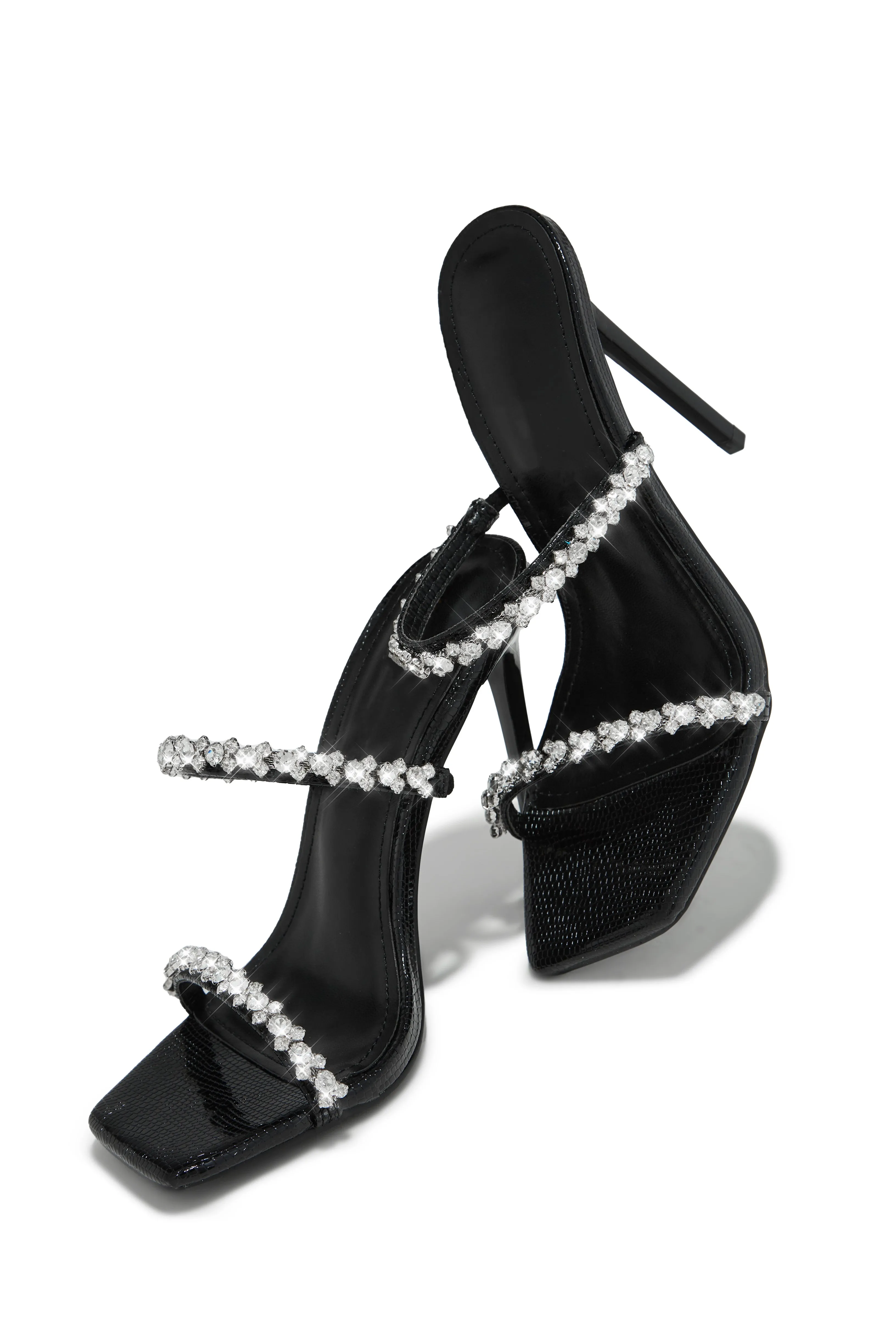 Amyna Embellished High Heel Mules - Black