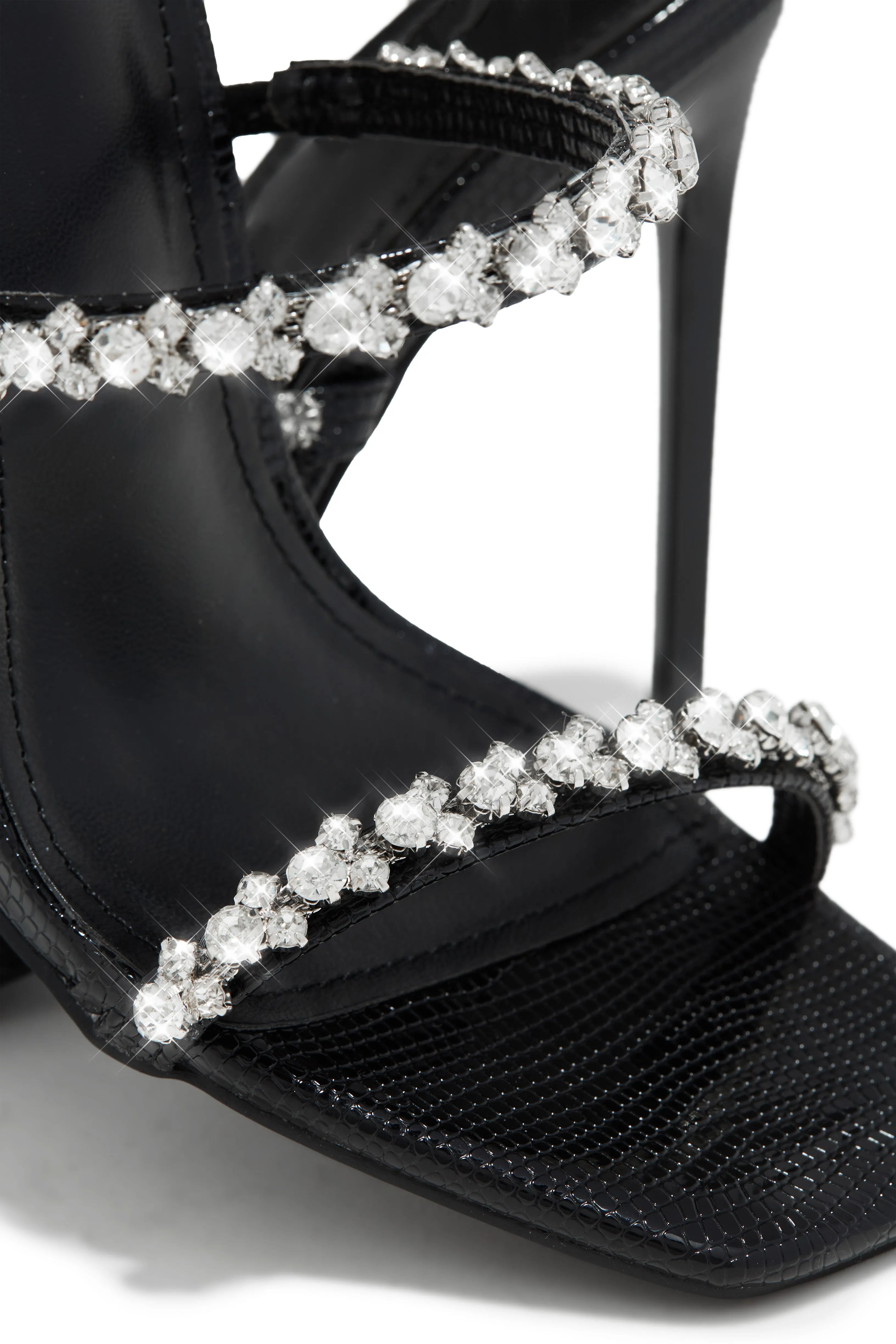 Amyna Embellished High Heel Mules - Black