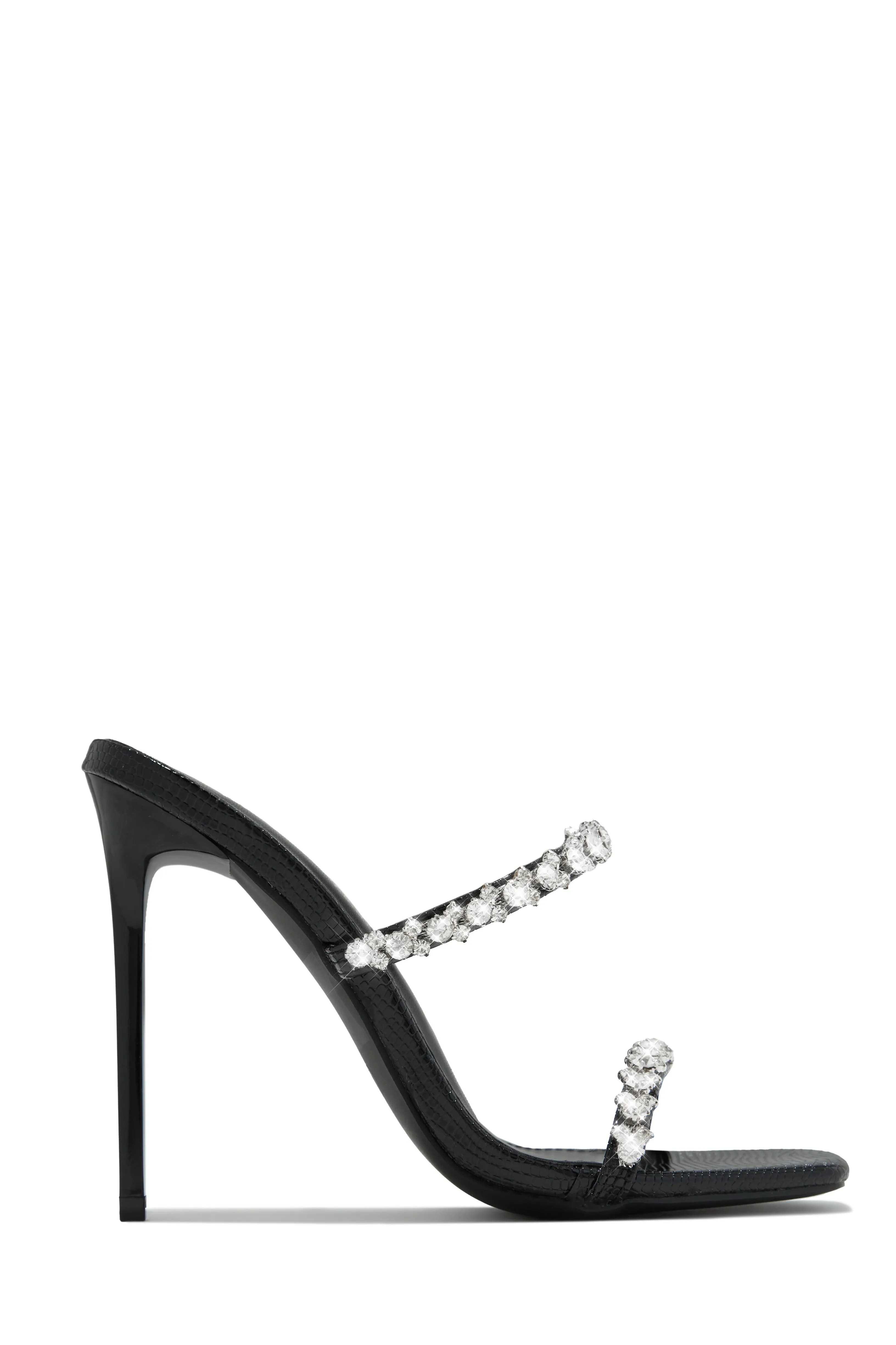 Amyna Embellished High Heel Mules - Black