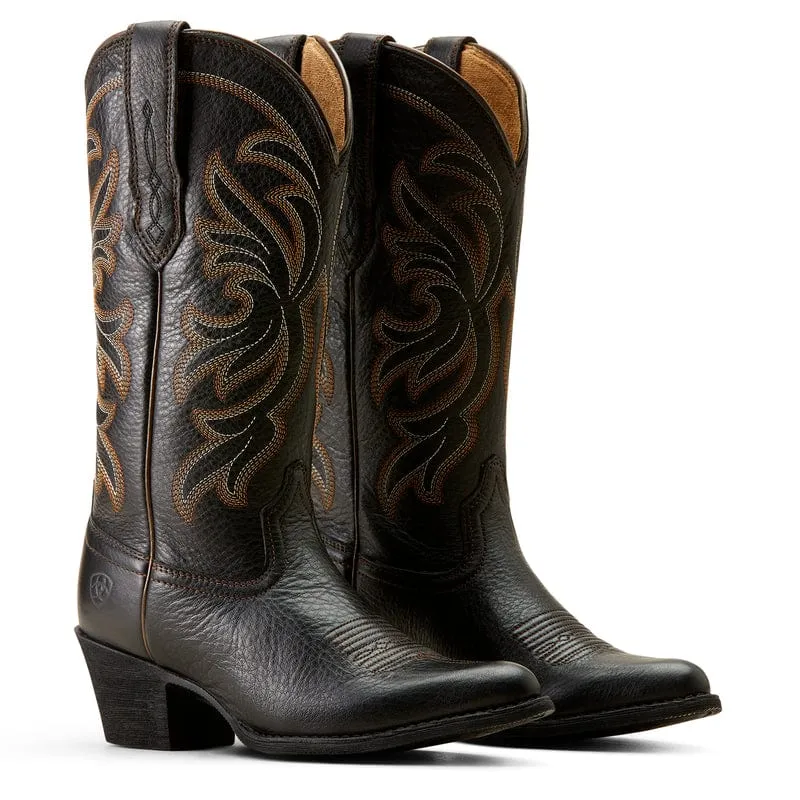 Ariat Women's Heritage Black Deertan Stretchfit J Toe Western Boots 10051050