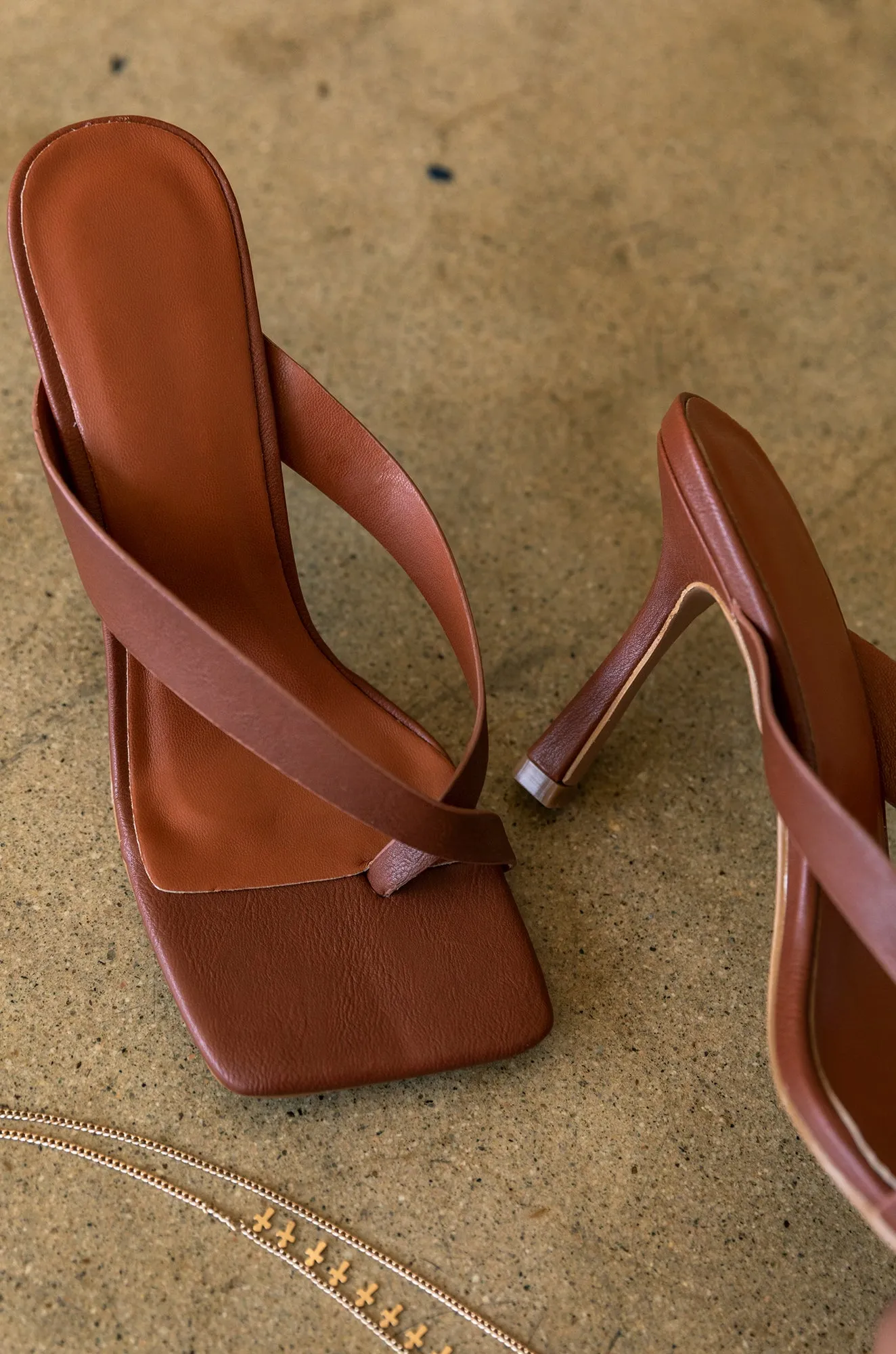 Armani Mid Heel Mules - Cognac