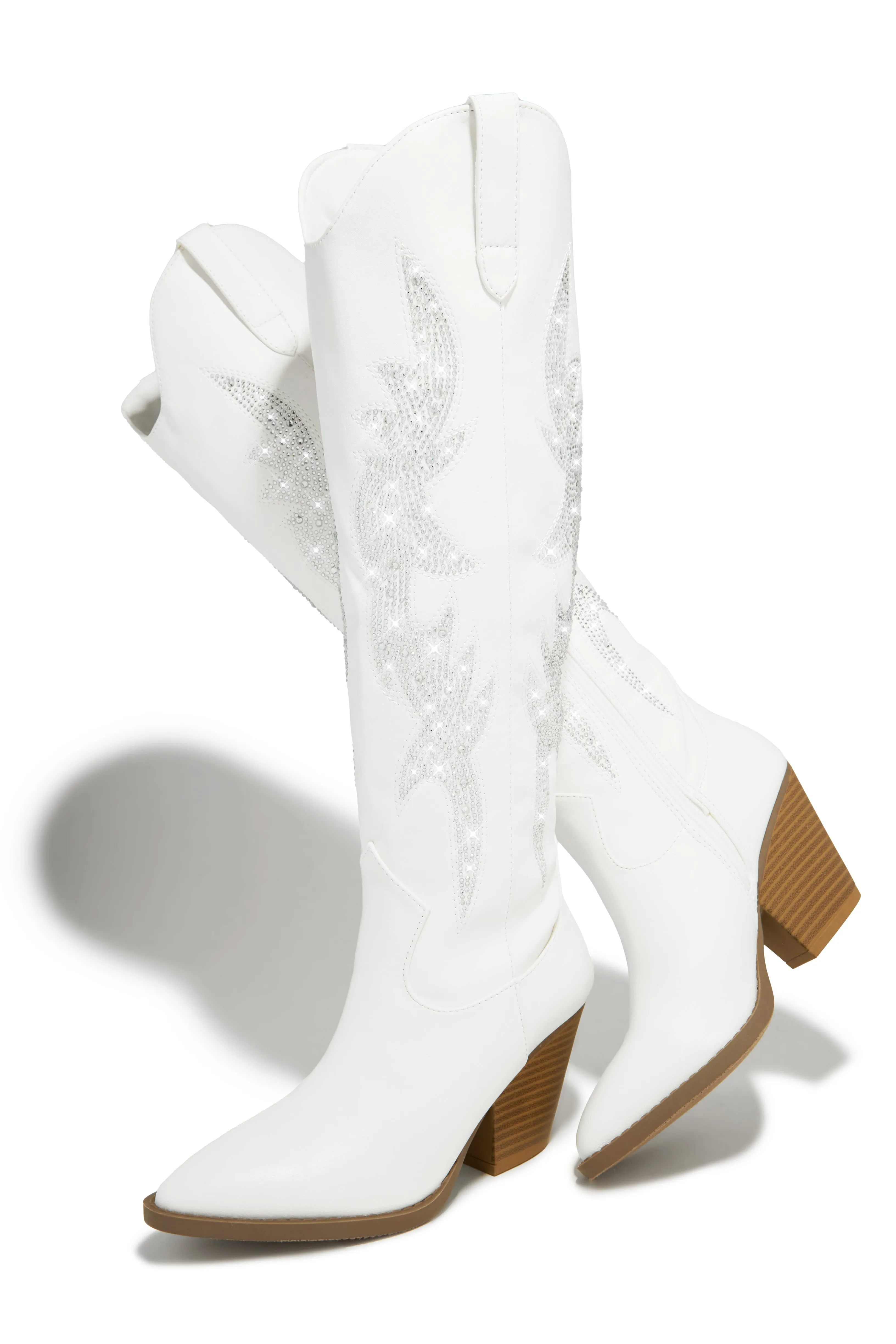 Austin Embellished Cowgirl Boots - White