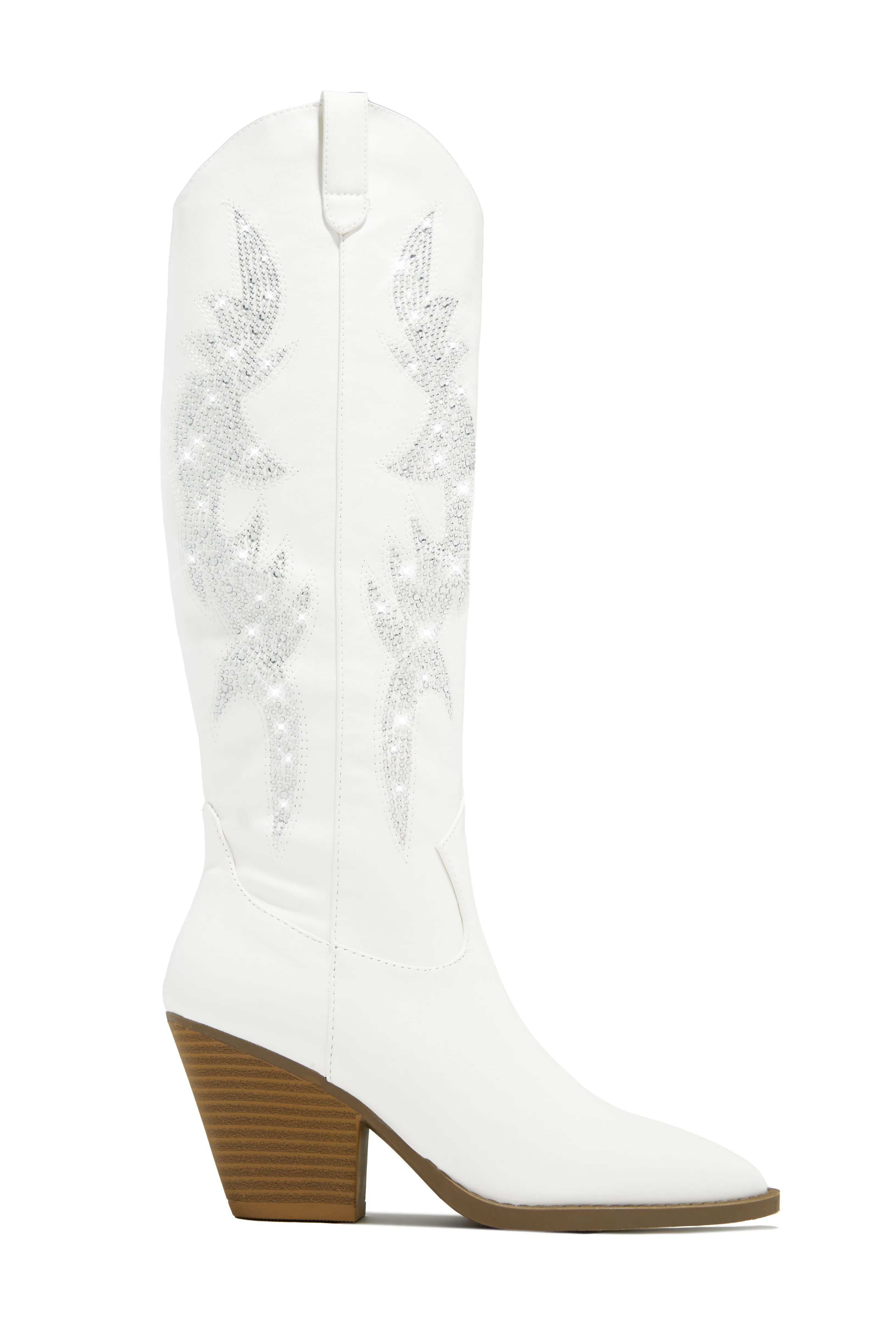 Austin Embellished Cowgirl Boots - White