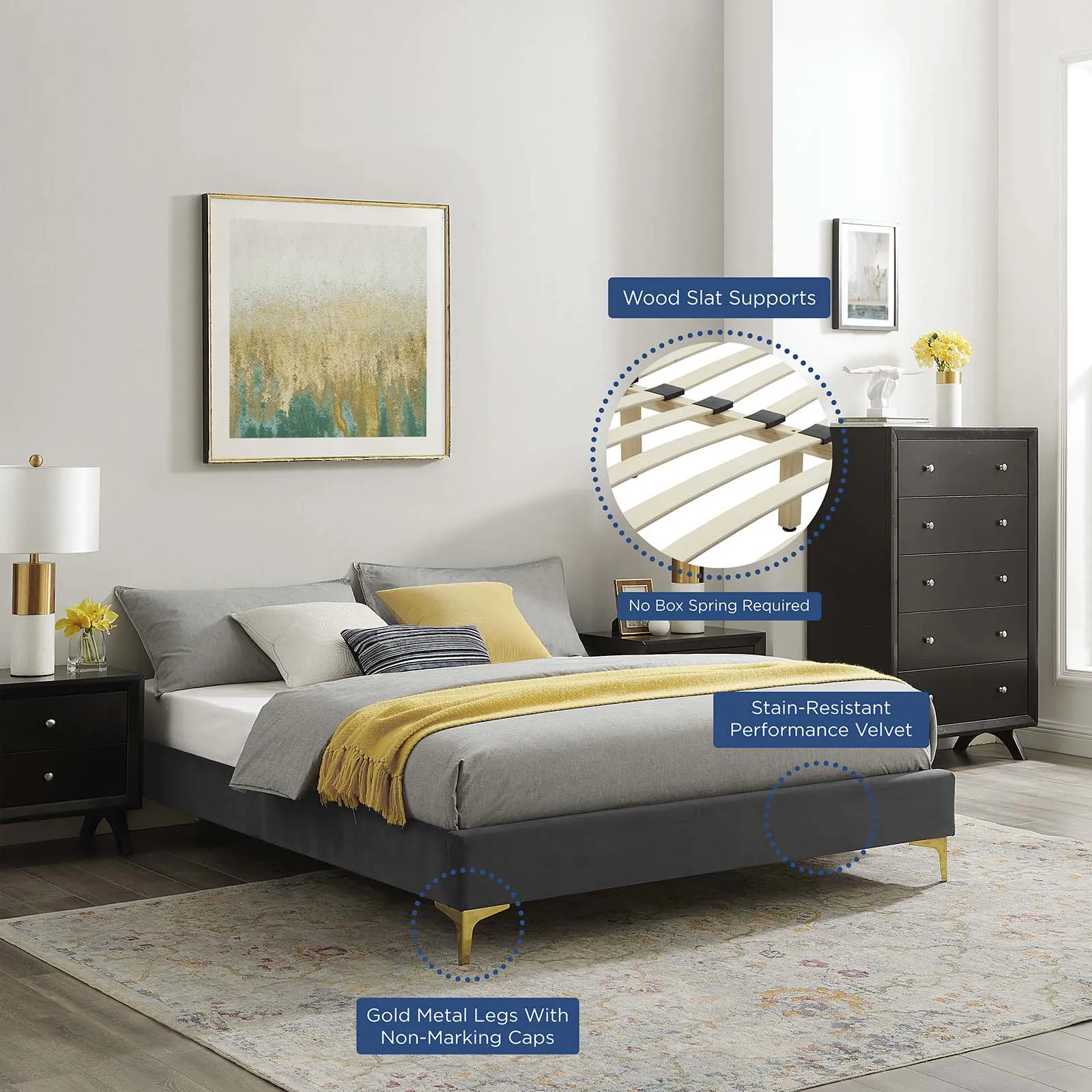 Aviana Performance Velvet Bed by Modway