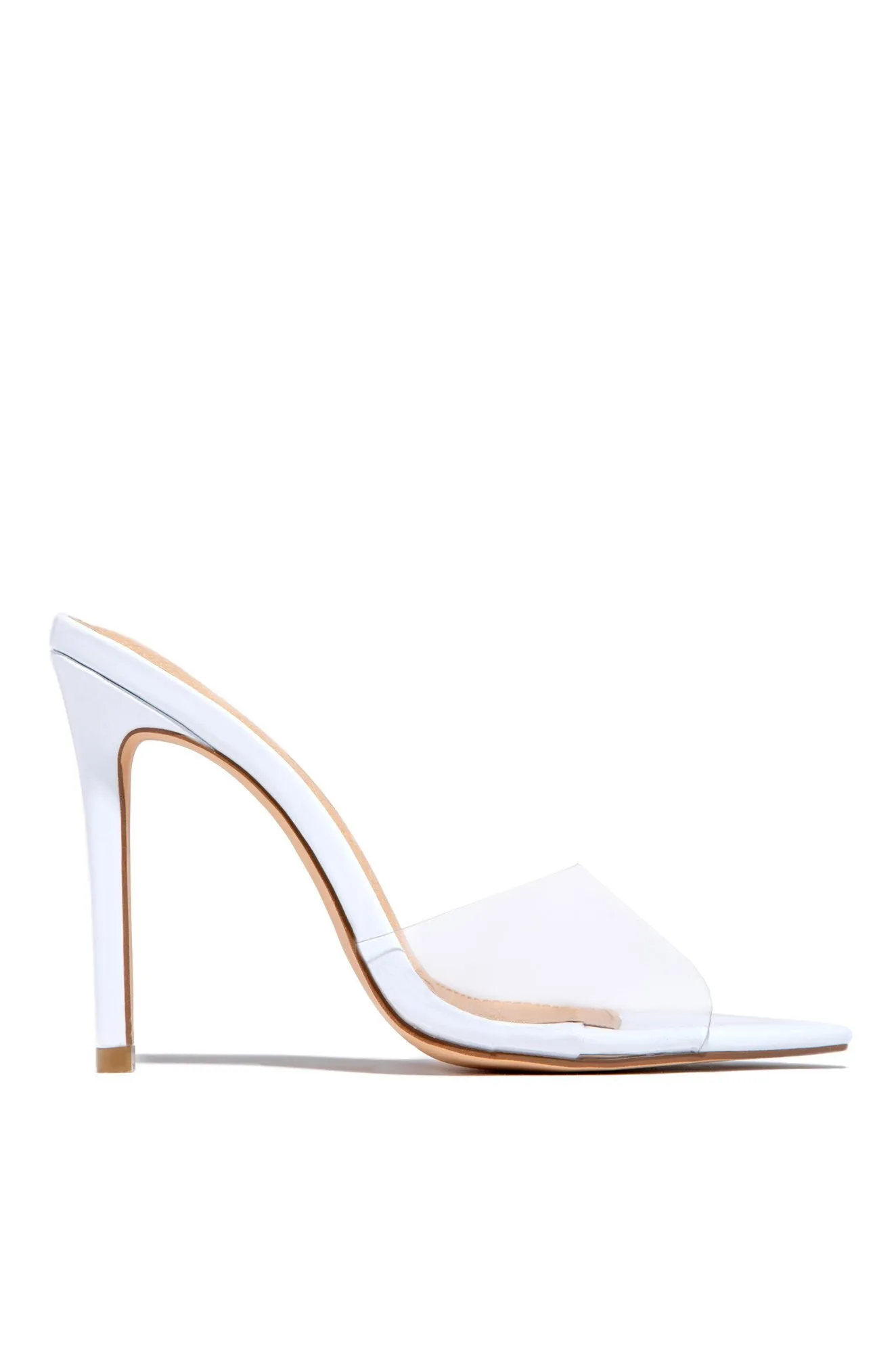 Beauty Blogger Clear Strap Heel Mules - White