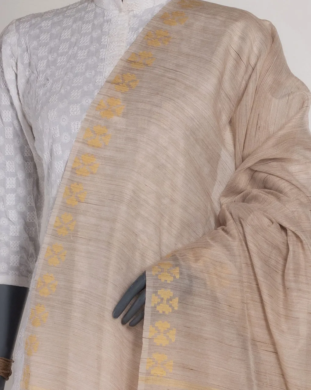 Beige Bhagalpuri Acrylic Viscose Dupatta