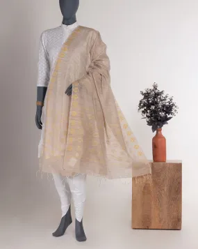 Beige Bhagalpuri Acrylic Viscose Dupatta