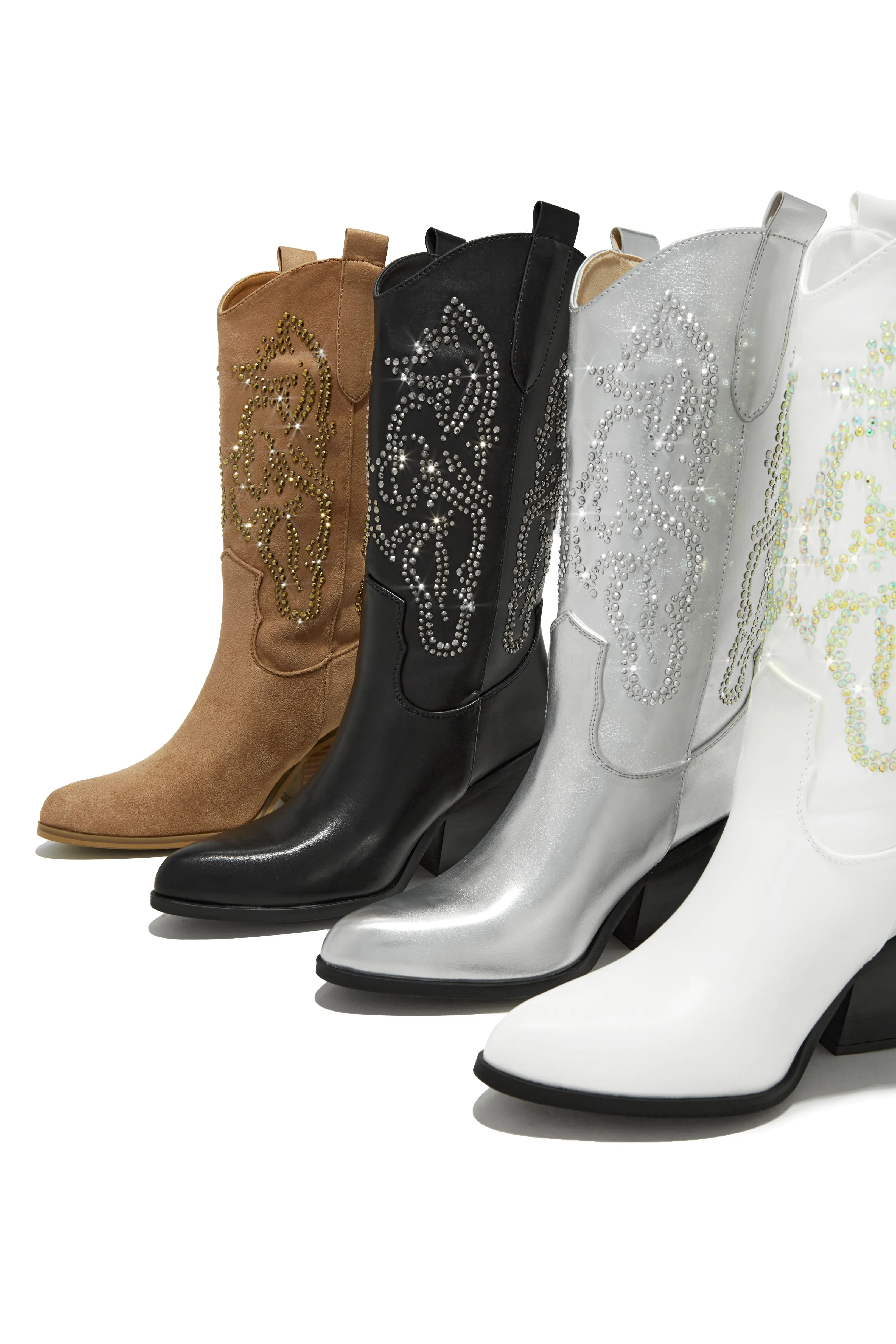 Best In The West Embellished Cowgirl Boots - Silver