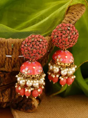 Coral Daliha Jhumkis