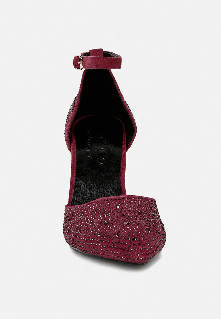 Culver Microfiber Diamante Block Heeled Sandal By Ruw