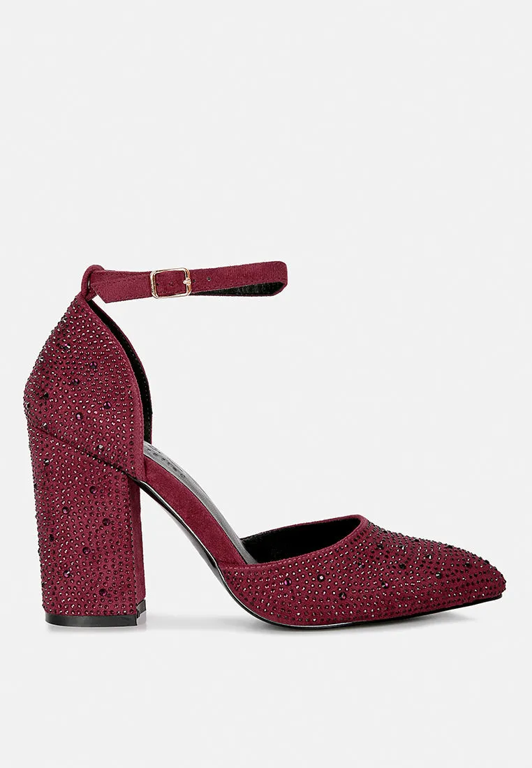 Culver Microfiber Diamante Block Heeled Sandal By Ruw