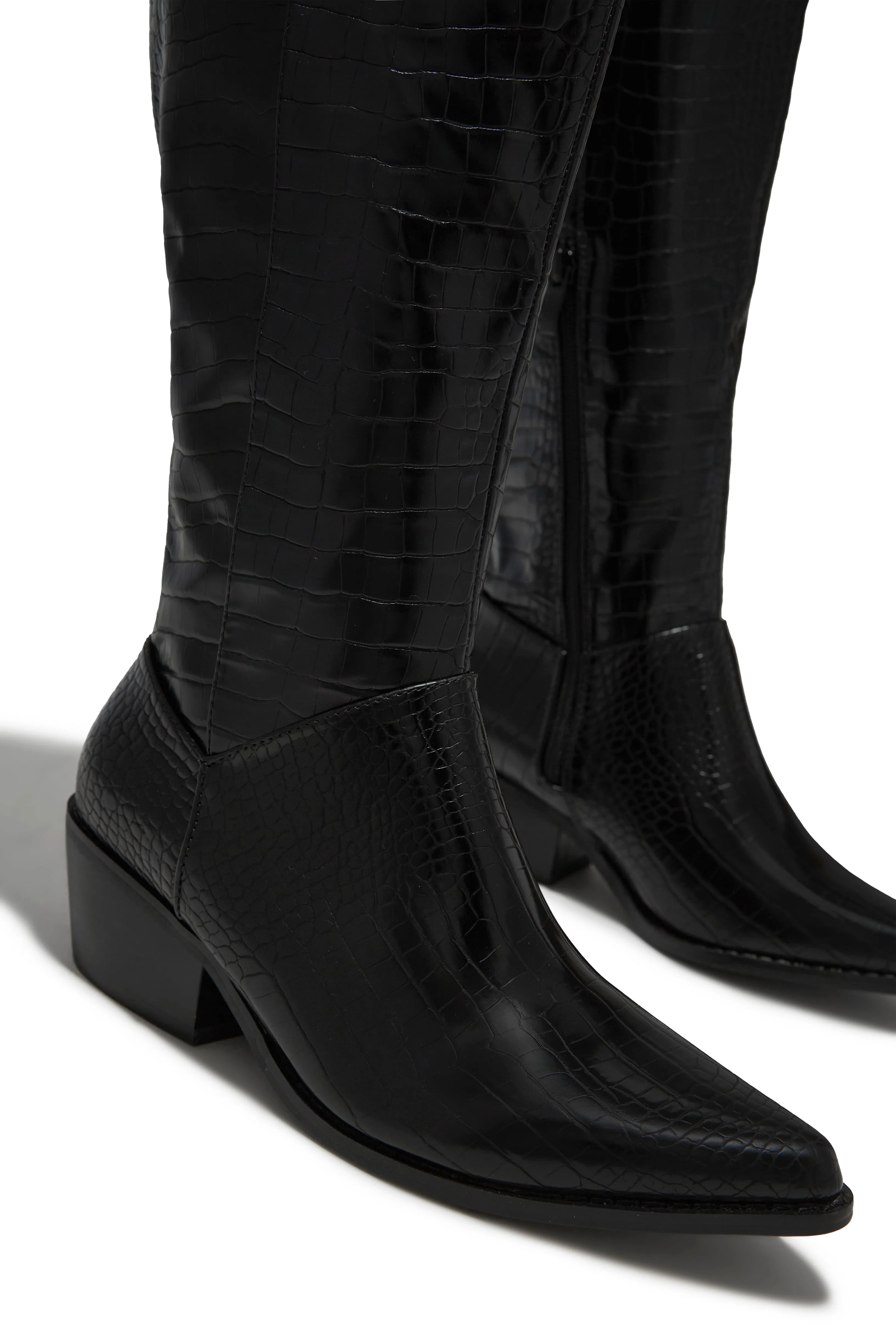 Dallas Western Cowgirl Boots - Black Croc