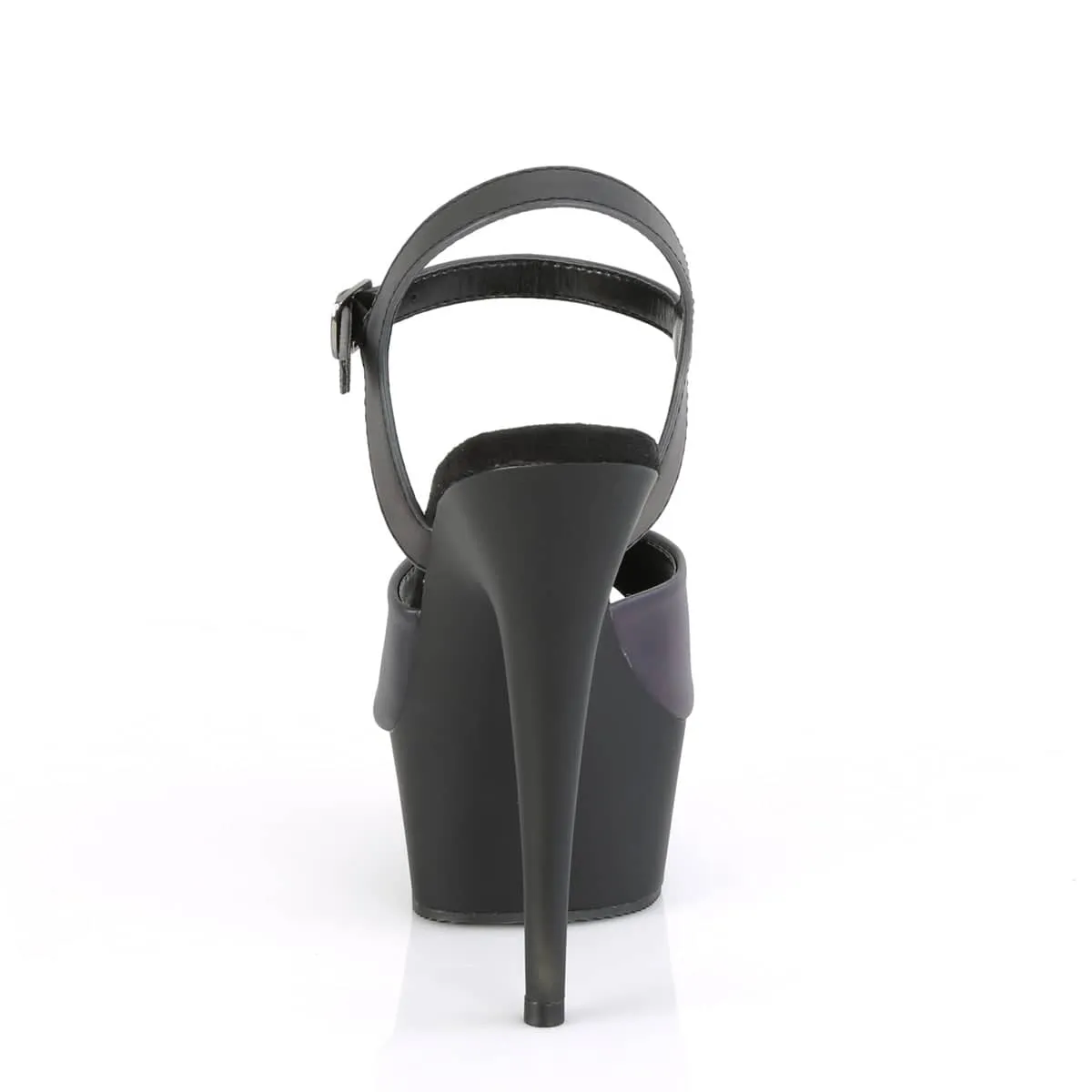 DELIGHT-609REFL Black & Purple Ankle Peep Toe High Heel