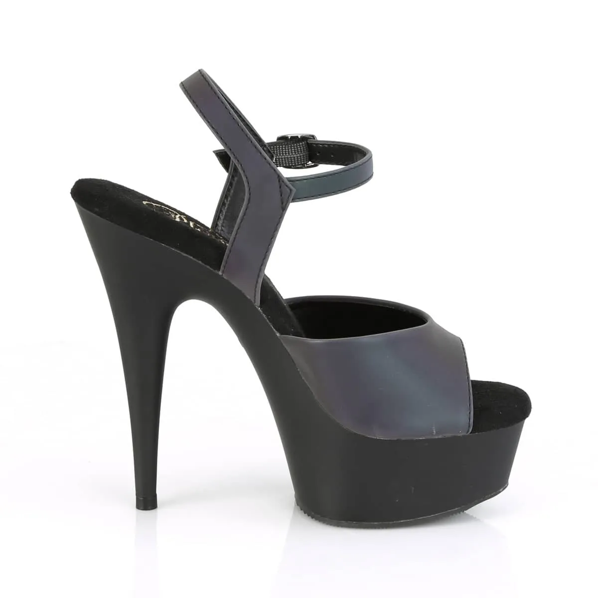 DELIGHT-609REFL Black & Purple Ankle Peep Toe High Heel