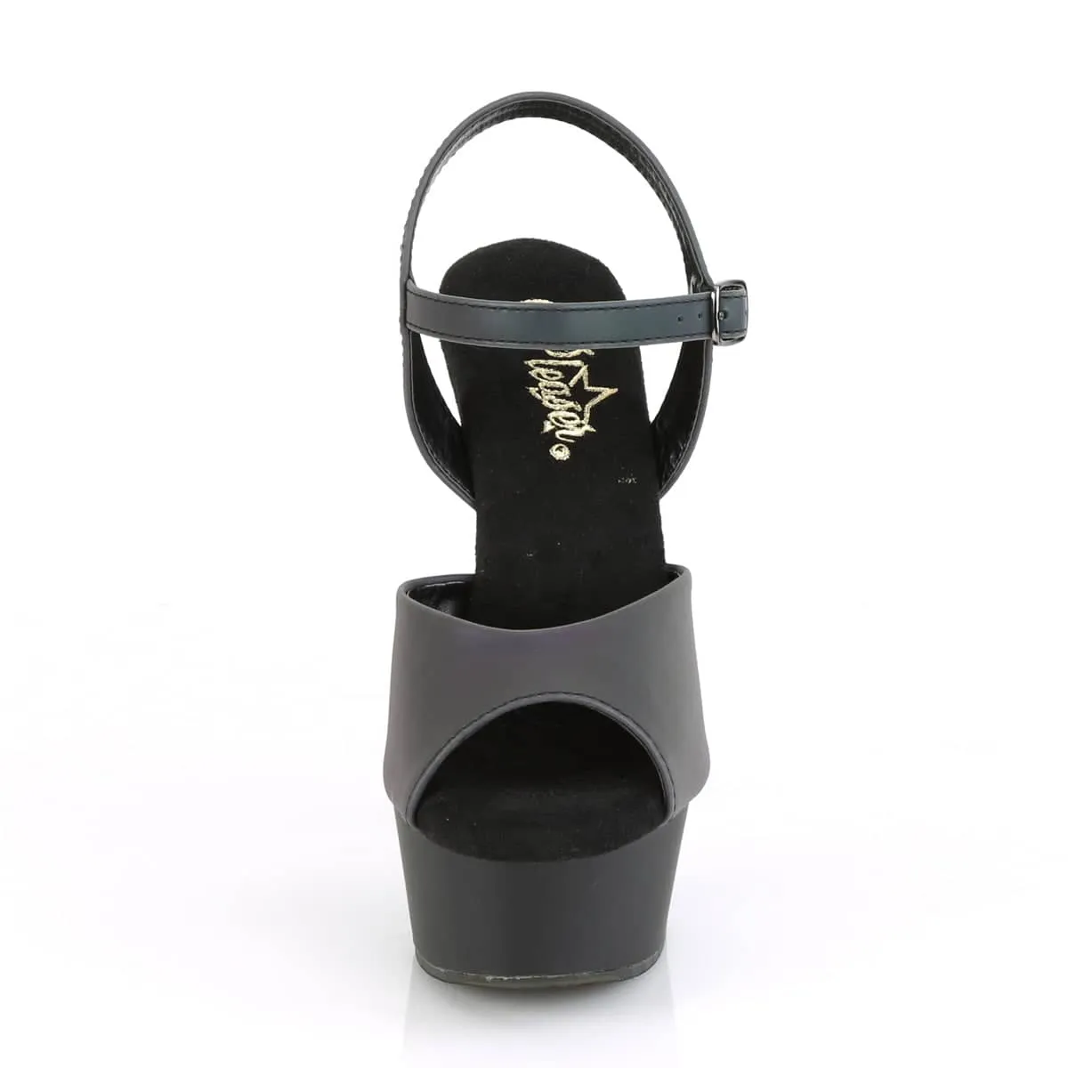 DELIGHT-609REFL Black & Purple Ankle Peep Toe High Heel