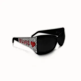 Elvis Crystal Embellished Black Sunglasses by Sandy Martindale