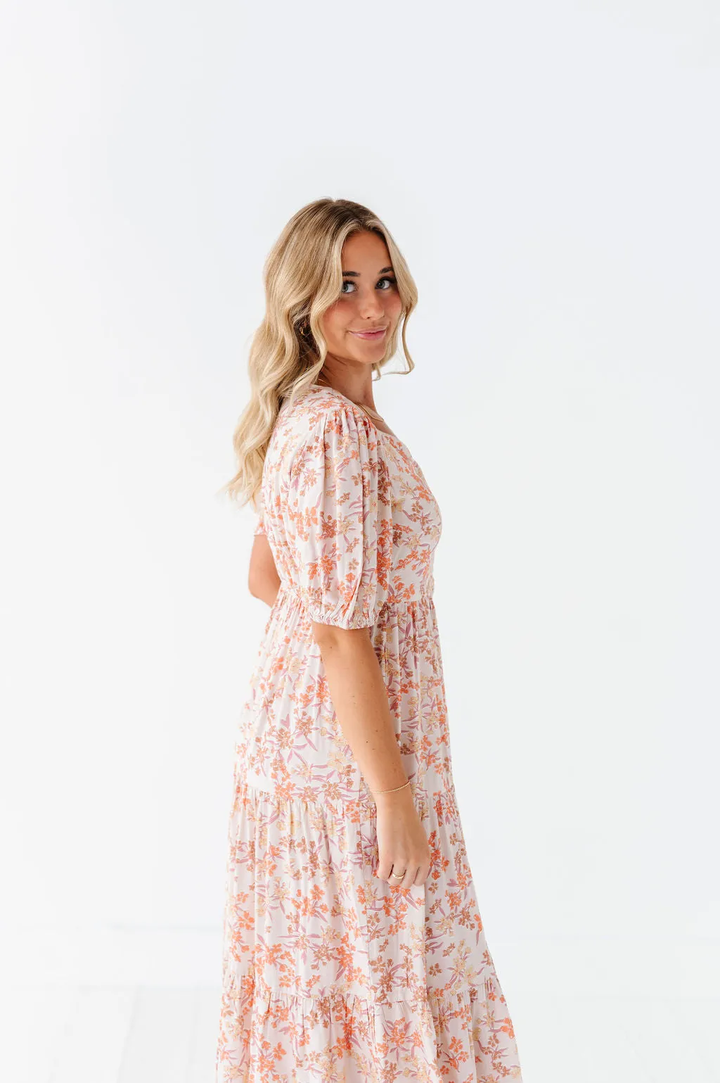 Fiona Floral Dress in Cream Multi