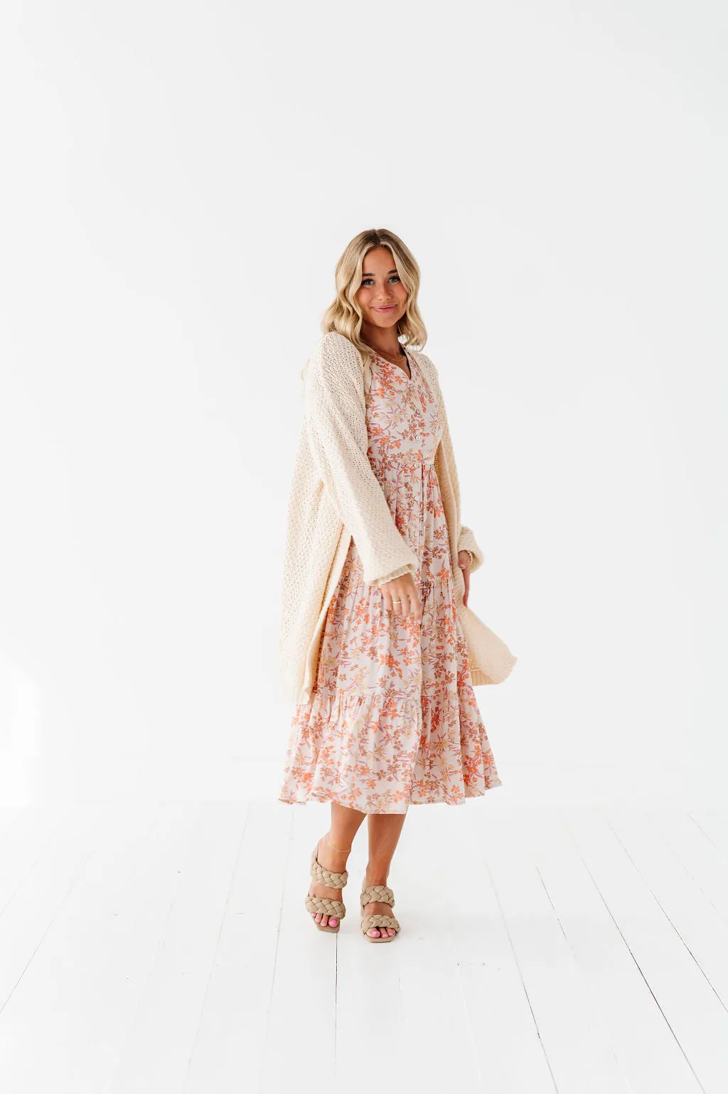 Fiona Floral Dress in Cream Multi