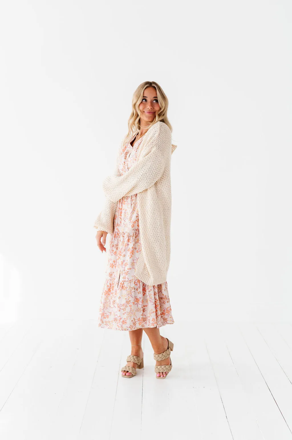 Fiona Floral Dress in Cream Multi