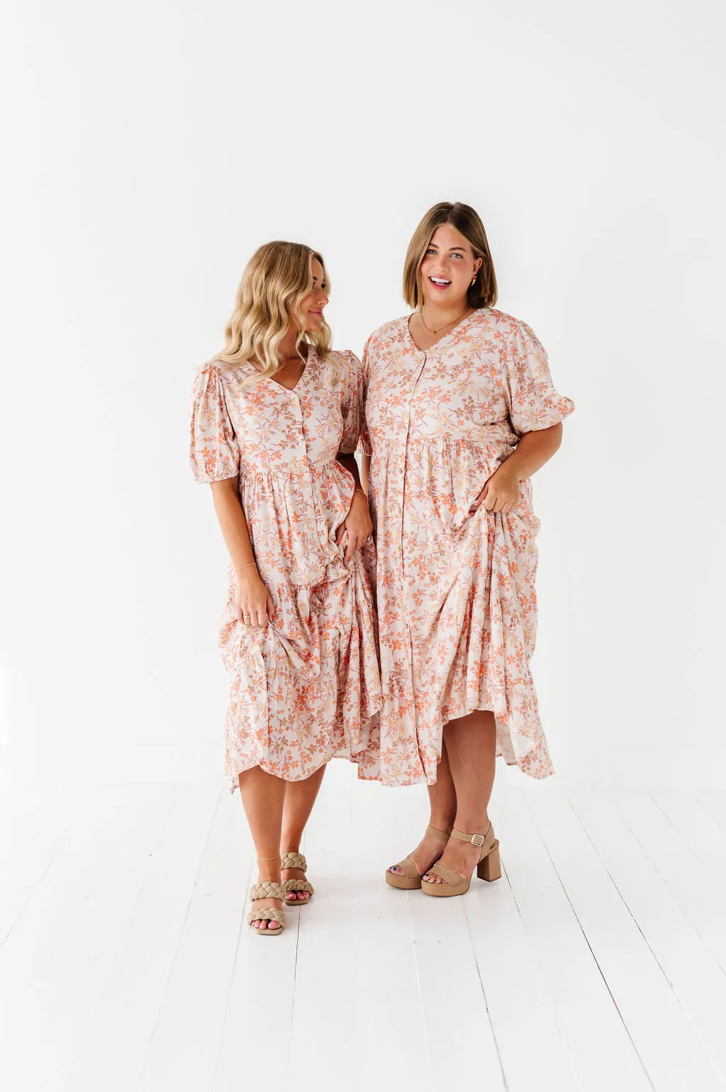 Fiona Floral Dress in Cream Multi