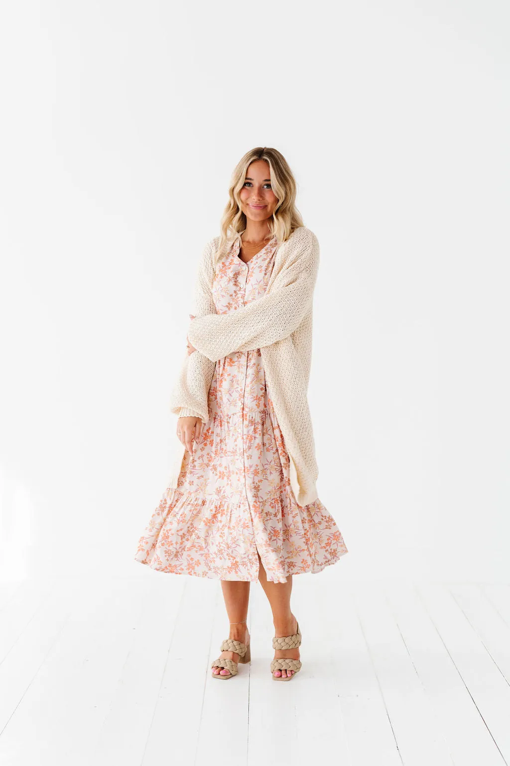 Fiona Floral Dress in Cream Multi