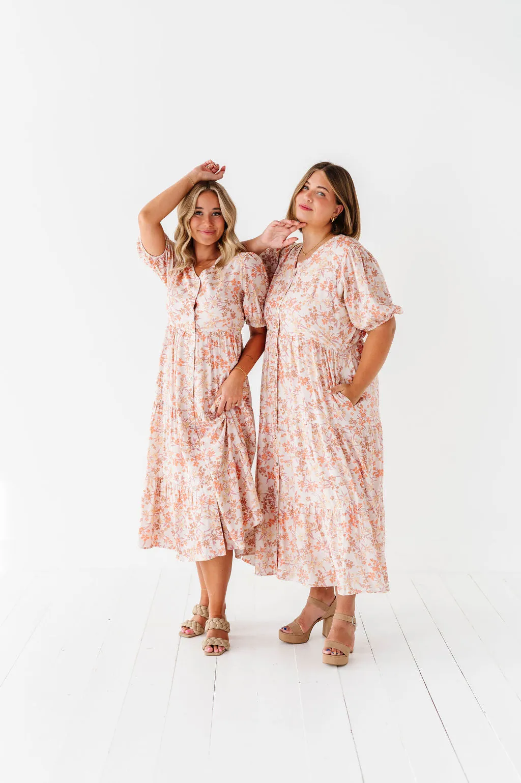 Fiona Floral Dress in Cream Multi