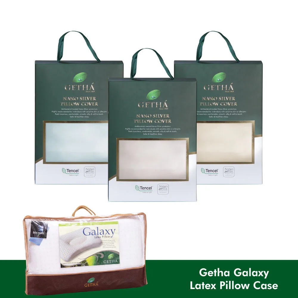 Getha Galaxy Latex Pillow Case - Tencel Nano Silver Fabric (M) (2 Pcs)