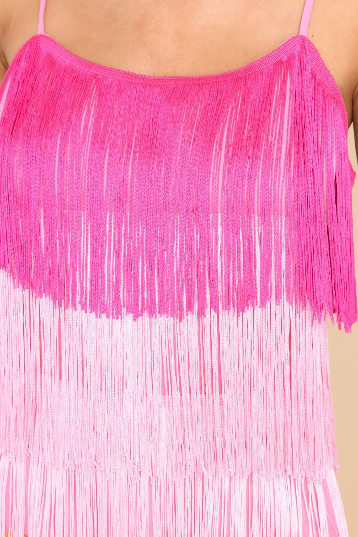 Head To Town Pink Multi Tassel Dress