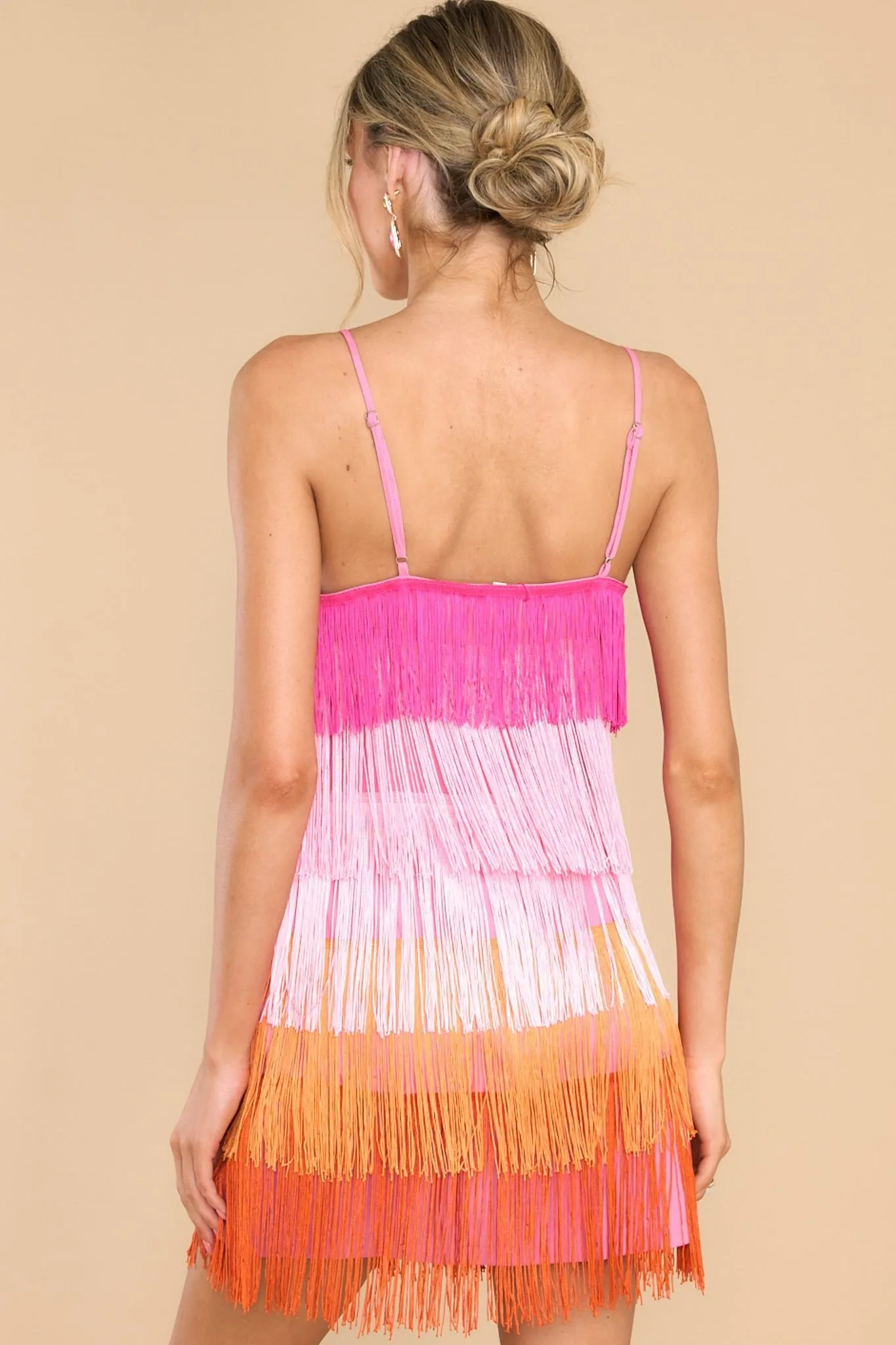 Head To Town Pink Multi Tassel Dress