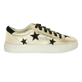 Hoxton - Gold with Black Stars Leather Trainers
