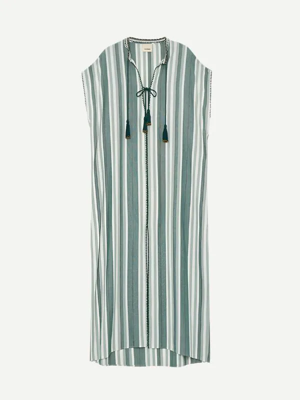 Knossos Caftan in Green Stripe