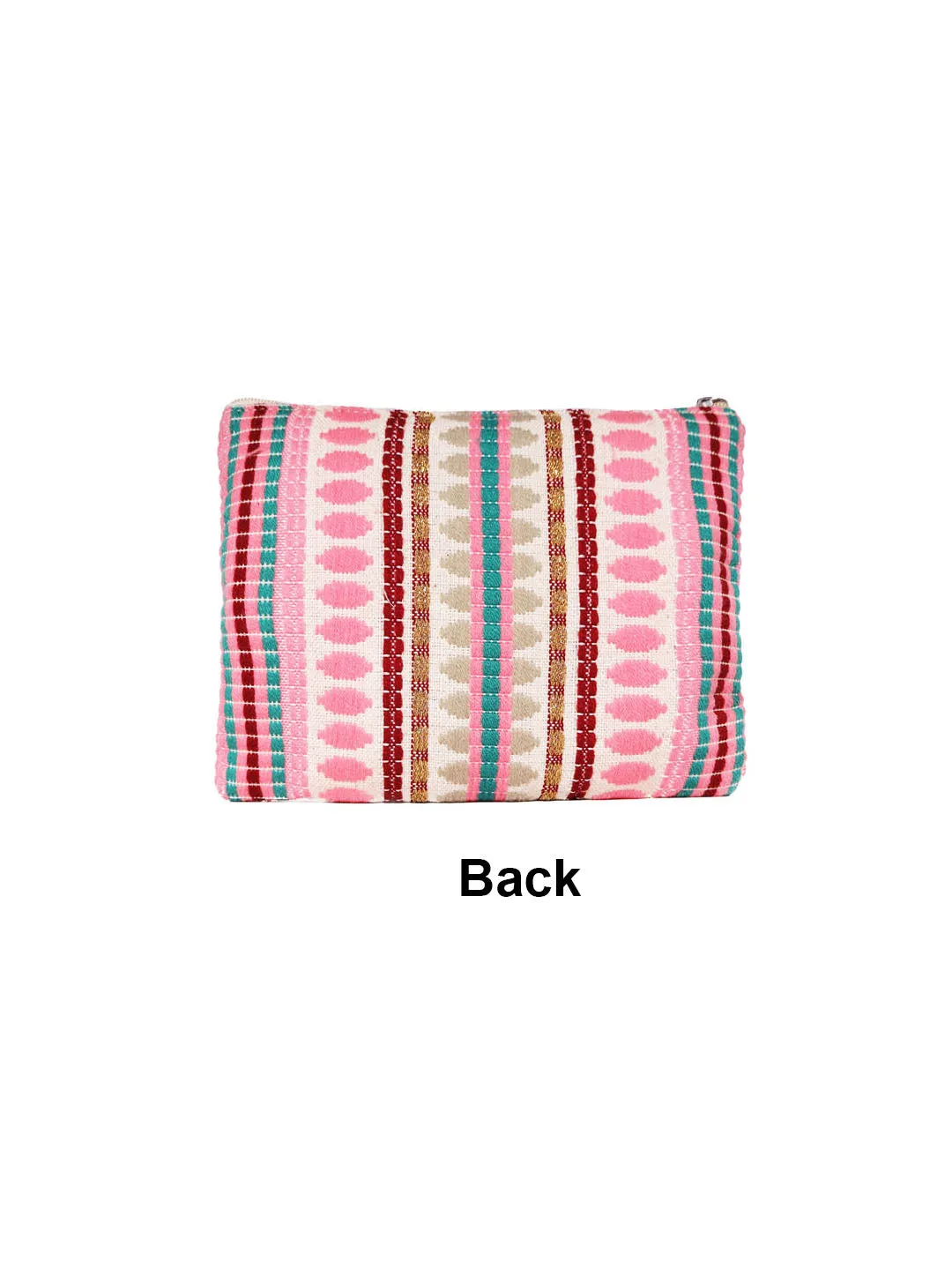 Multi Colour Striped Woven Makeup/Travel Pouch With Tassels
