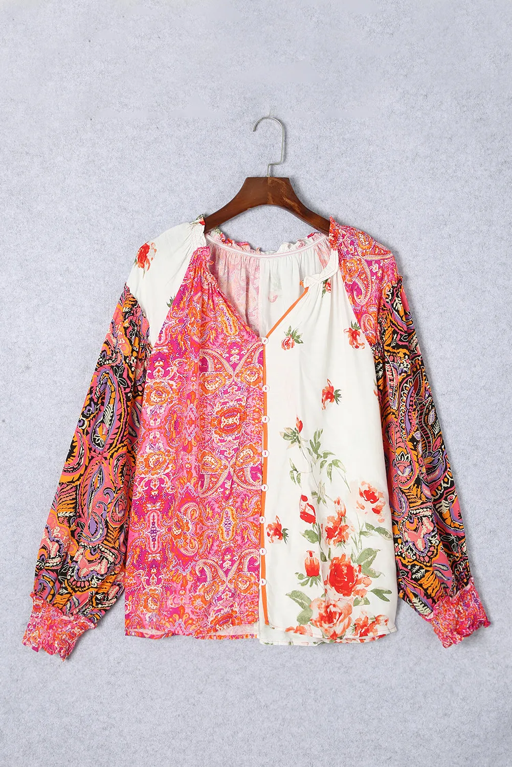 Multicolor Floral Patchwork Blouse