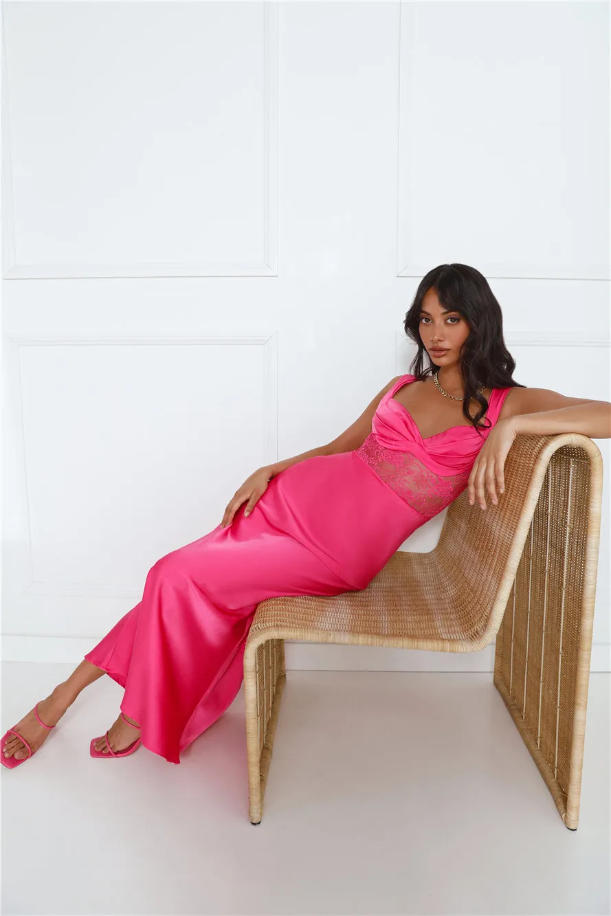 Permission To Party Satin Maxi Dress Pink