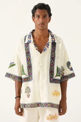 "MIDCENTURY" BLOCKPRINT HANDWOVEN BUTTON DOWN