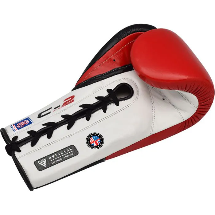 RDX C2 Fight Lace Up Leather Boxing Gloves BBBOFC/BIBA/WBF/NYAC /NEVADA APPROVED