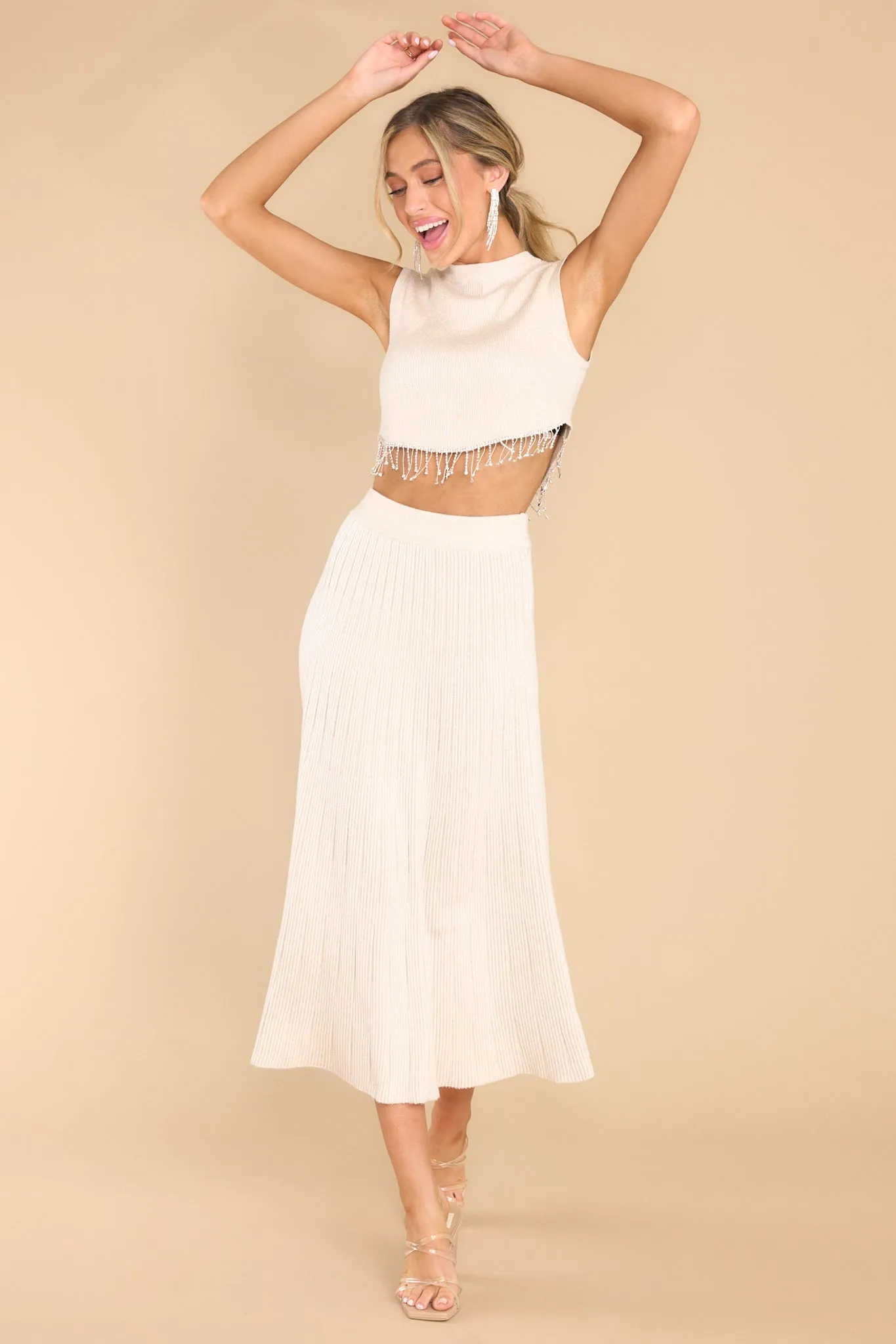 Real Things Taupe Fringe Crop Top